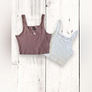 Adidas Originals Women’s Adicolor Ribbed Cropped Tank Top Bundle of 2 Sz Medium